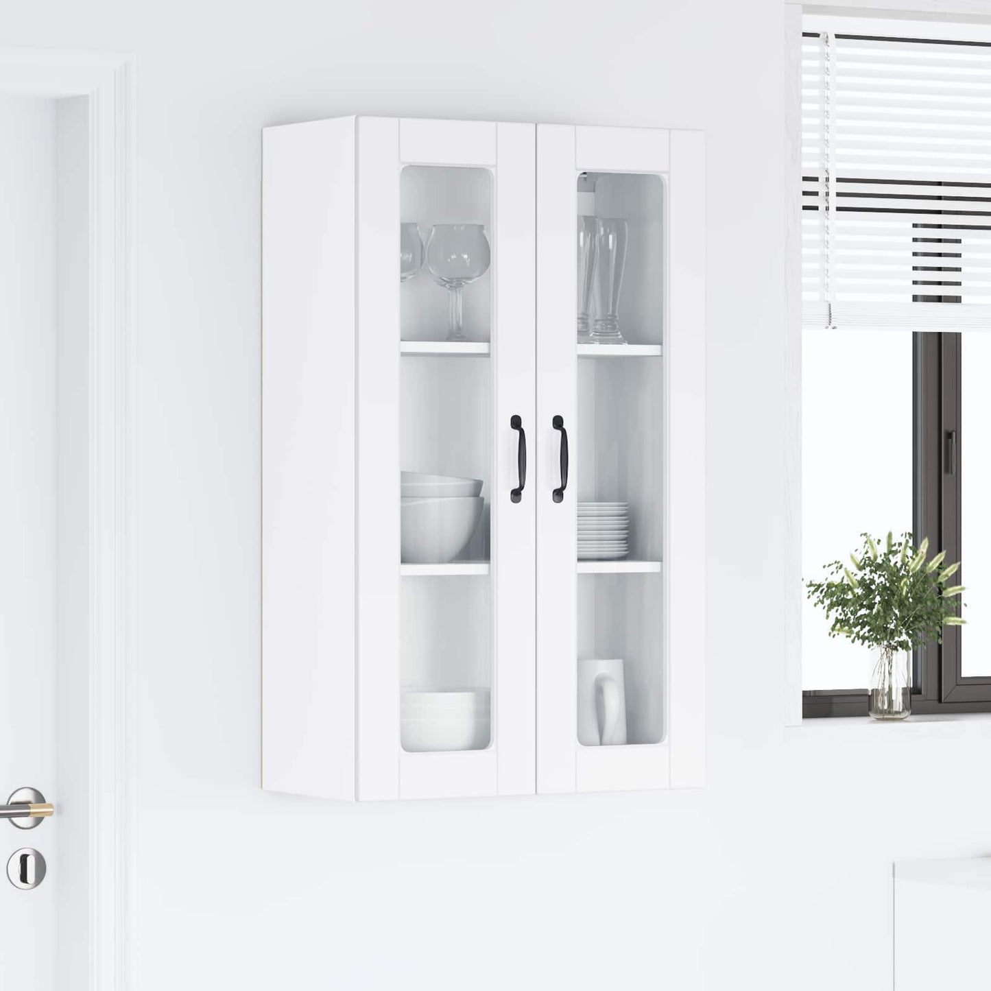 Wandglas-Schrank PORTO Weiß 60 x 31 x 100 cm Holzwerkstoff