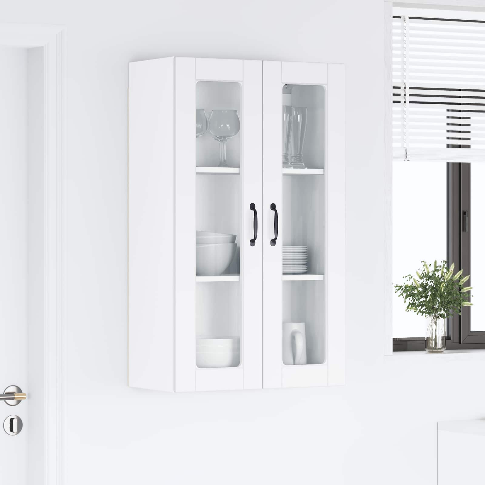 Wandglas-Schrank PORTO Weiß 60 x 31 x 100 cm Holzwerkstoff