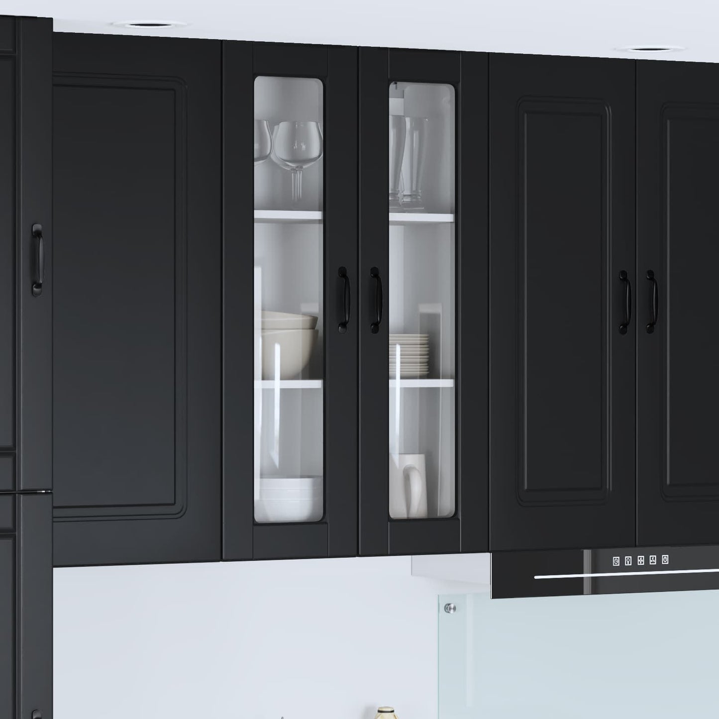 Wandglas-Schrank PORTO Schwarz 60 x 31 x 100 cm Holzwerkstoff