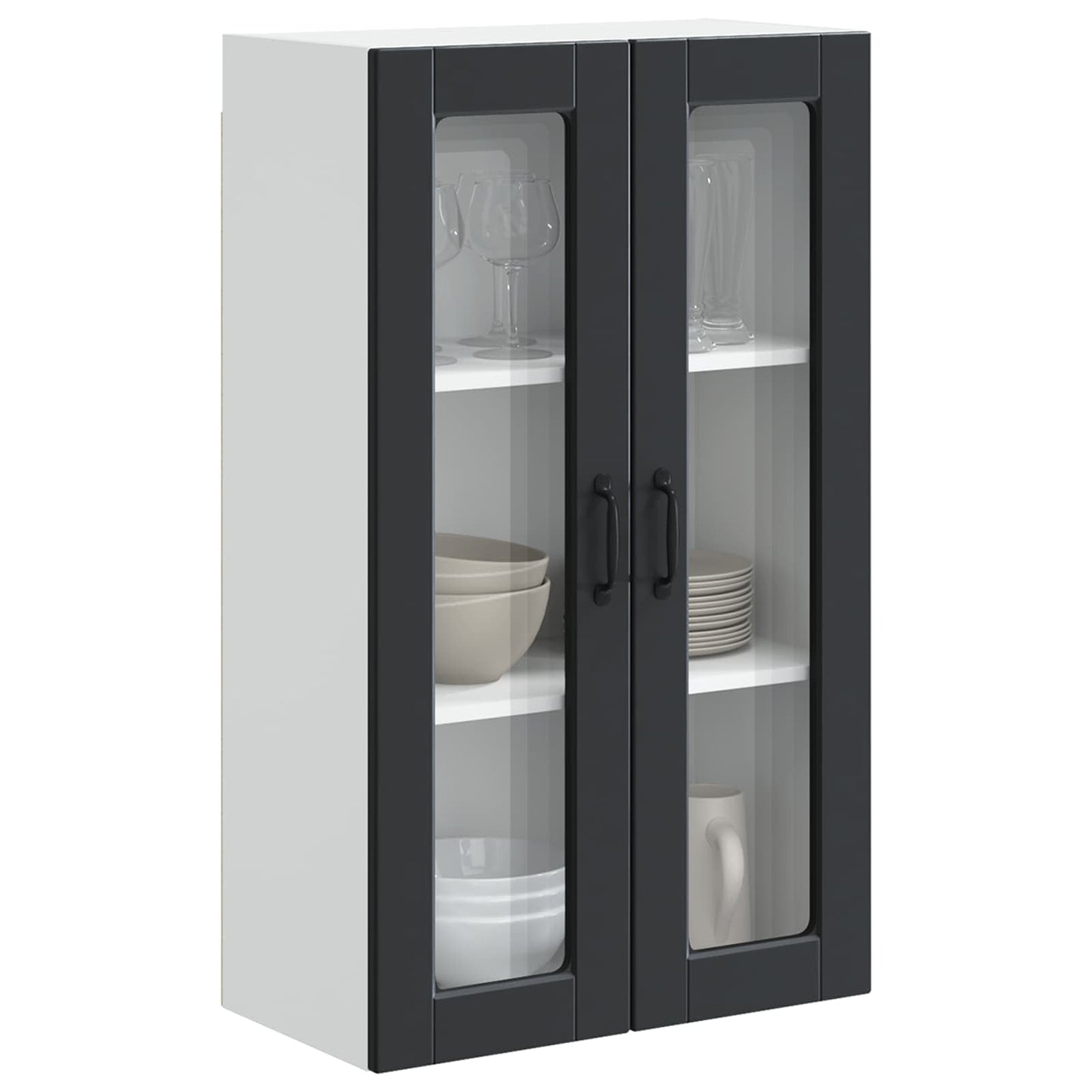 Wandglas-Schrank PORTO Schwarz 60 x 31 x 100 cm Holzwerkstoff