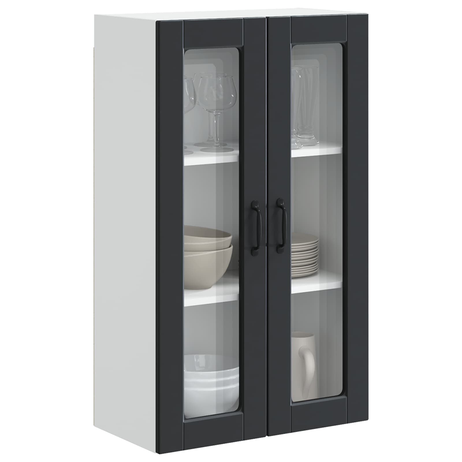 Wandglas-Schrank PORTO Schwarz 60 x 31 x 100 cm Holzwerkstoff