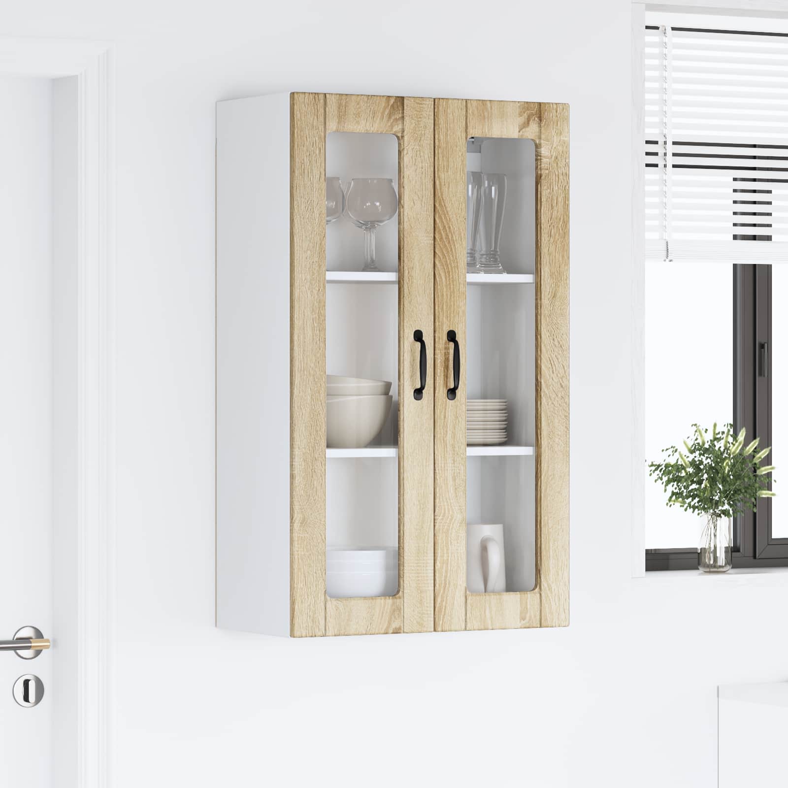 Wandglas-Schrank PORTO Sonoma-Eiche 60 x 31 x 100 cm