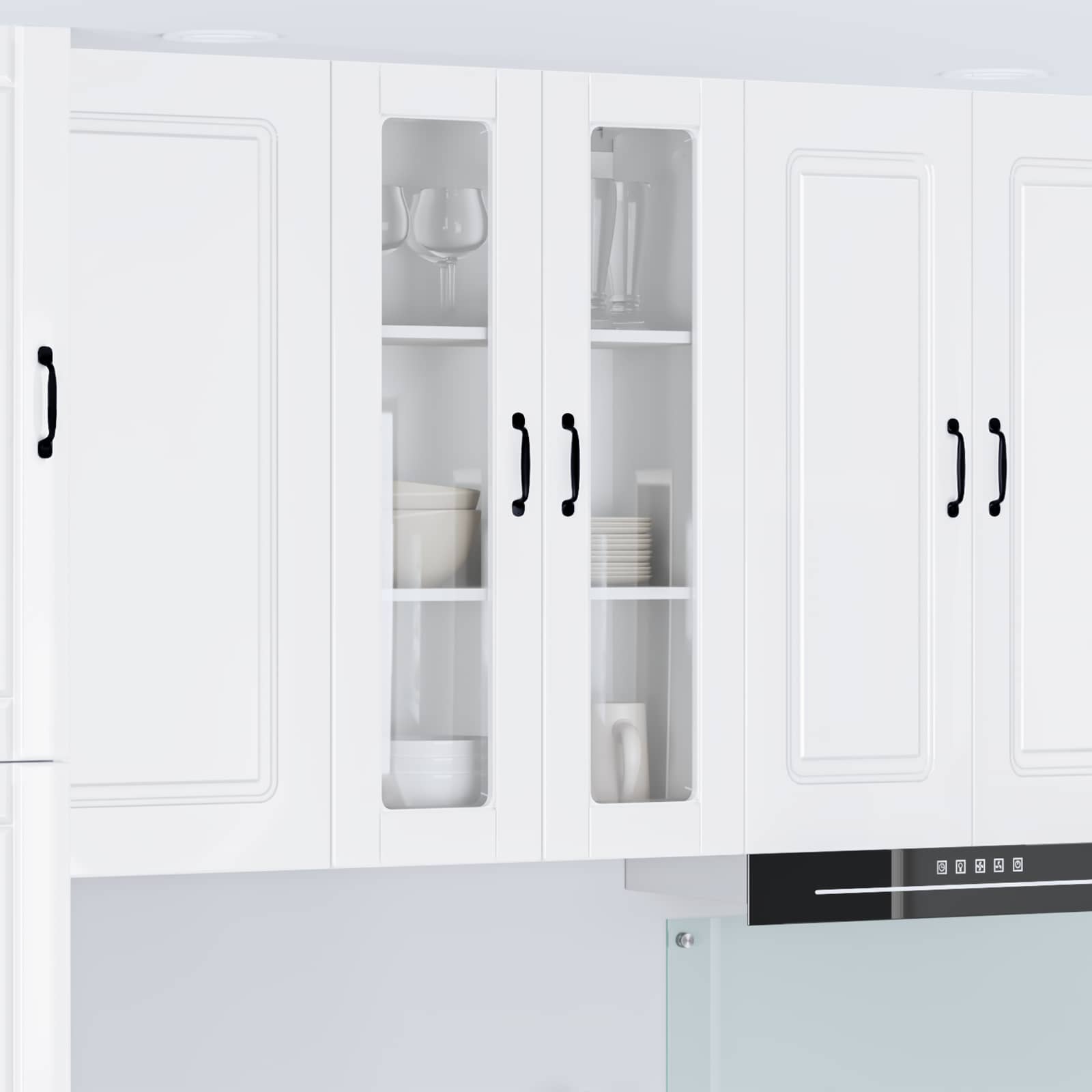 Wandglas-Schrank PORTO Hochglanz Weiß 60 x 31 x 100 cm