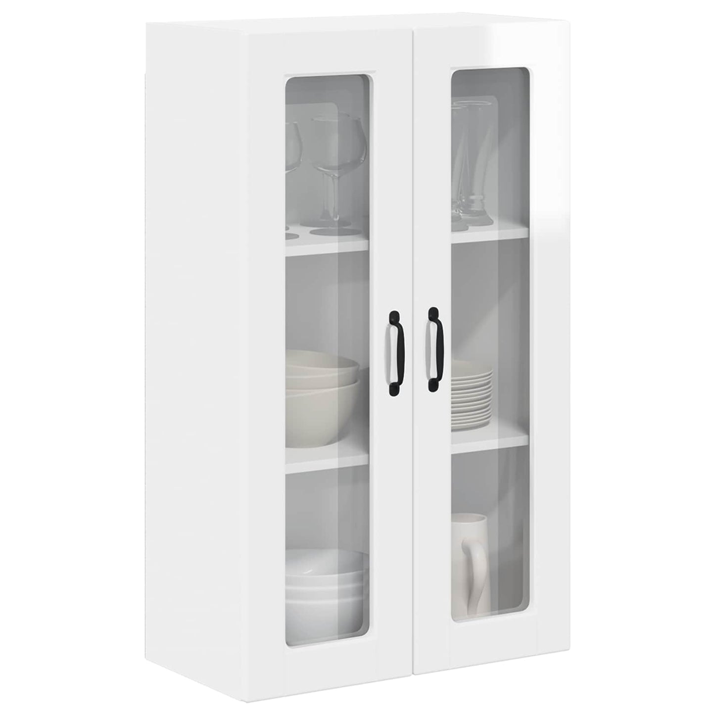 Wandglas-Schrank PORTO Hochglanz Weiß 60 x 31 x 100 cm