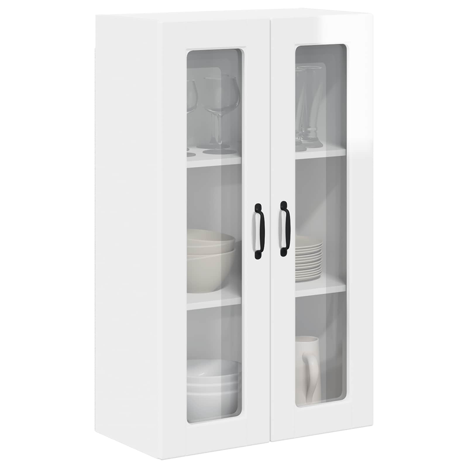 Wandglas-Schrank PORTO Hochglanz Weiß 60 x 31 x 100 cm