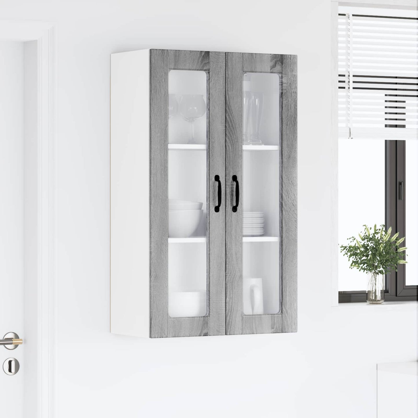Wandglas-Schrank PORTO Graues Sonoma 60 x 31 x 100 cm