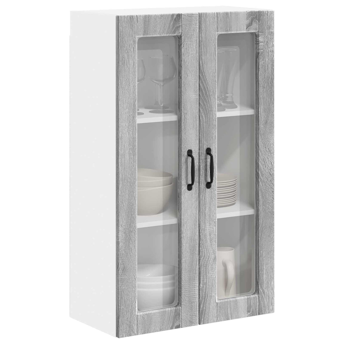 Wandglas-Schrank PORTO Graues Sonoma 60 x 31 x 100 cm