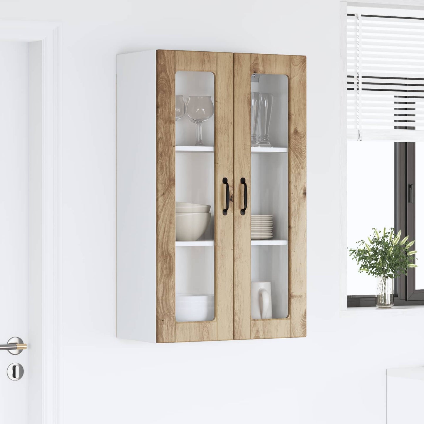 Wandglas-Schrank PORTO Artisan-Eiche 60 x 31 x 100 cm