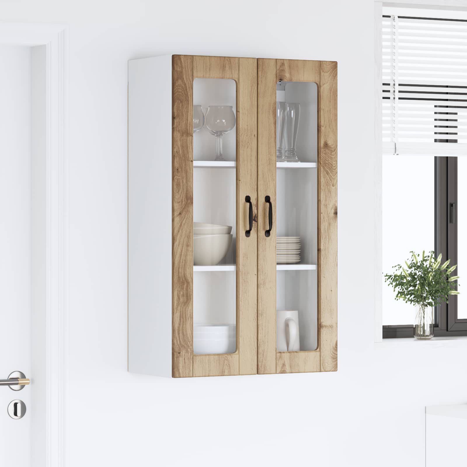 Wandglas-Schrank PORTO Artisan-Eiche 60 x 31 x 100 cm