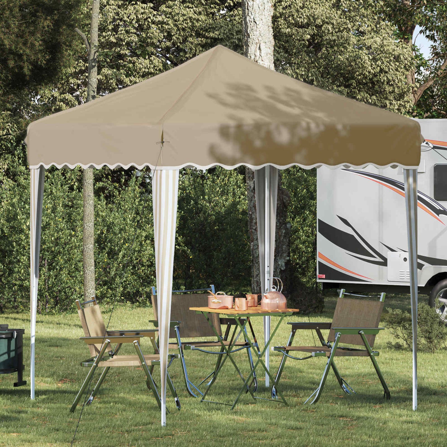 Pop-up Partyzelt 195 x 195 x 245 cm Creme Oxford-Stoff