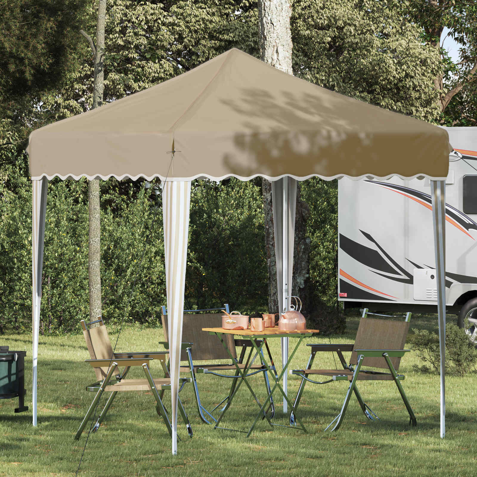 Pop-up Partyzelt 195 x 195 x 245 cm Creme Oxford-Stoff