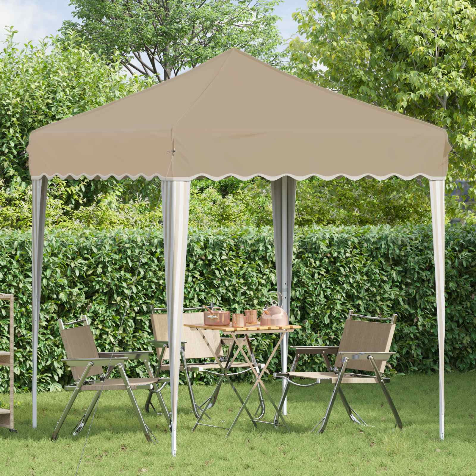 Pop-up Partyzelt 195 x 195 x 245 cm Creme Oxford-Stoff