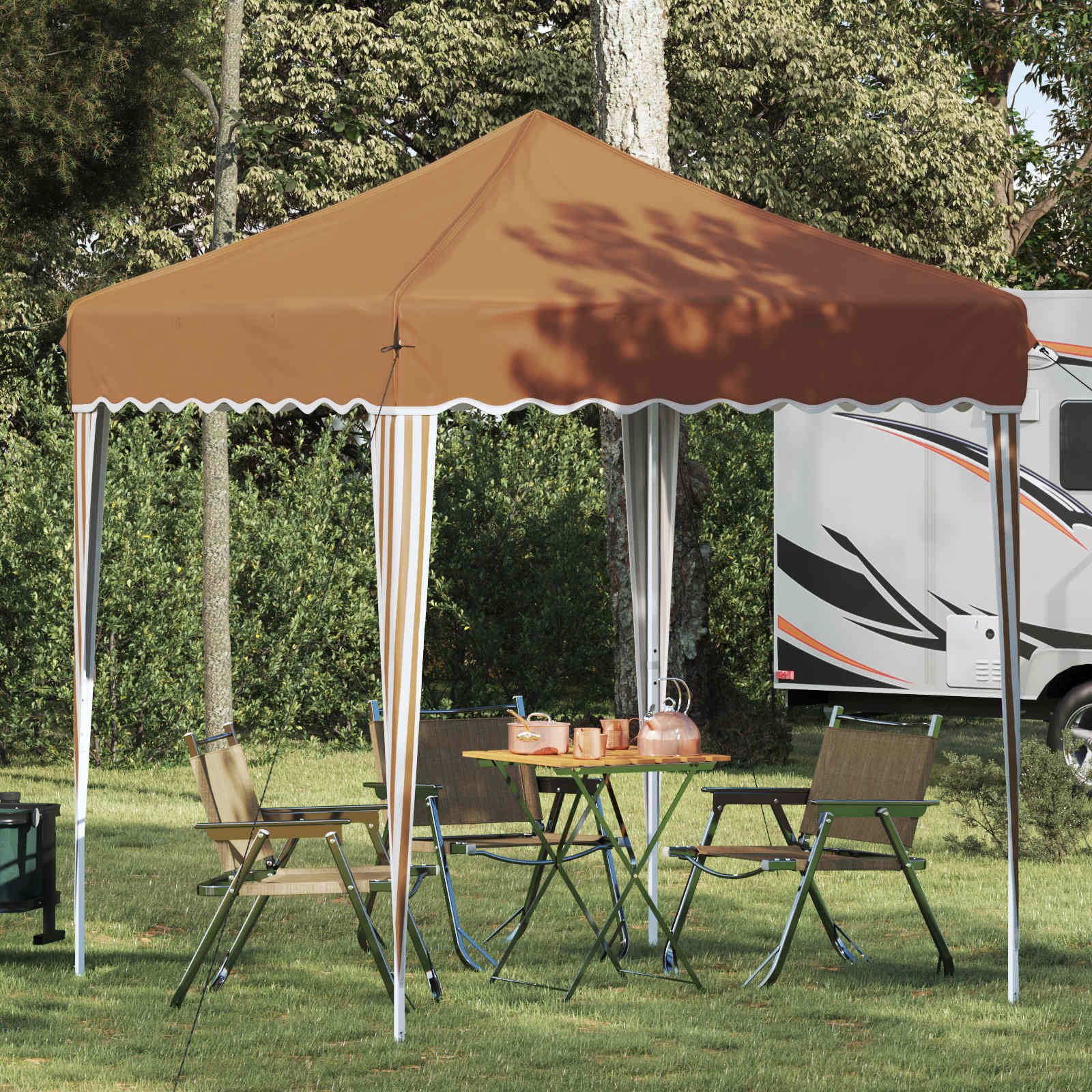 Pop-up Partyzelt 195 x 195 x 245 cm Beige Oxford-Stoff