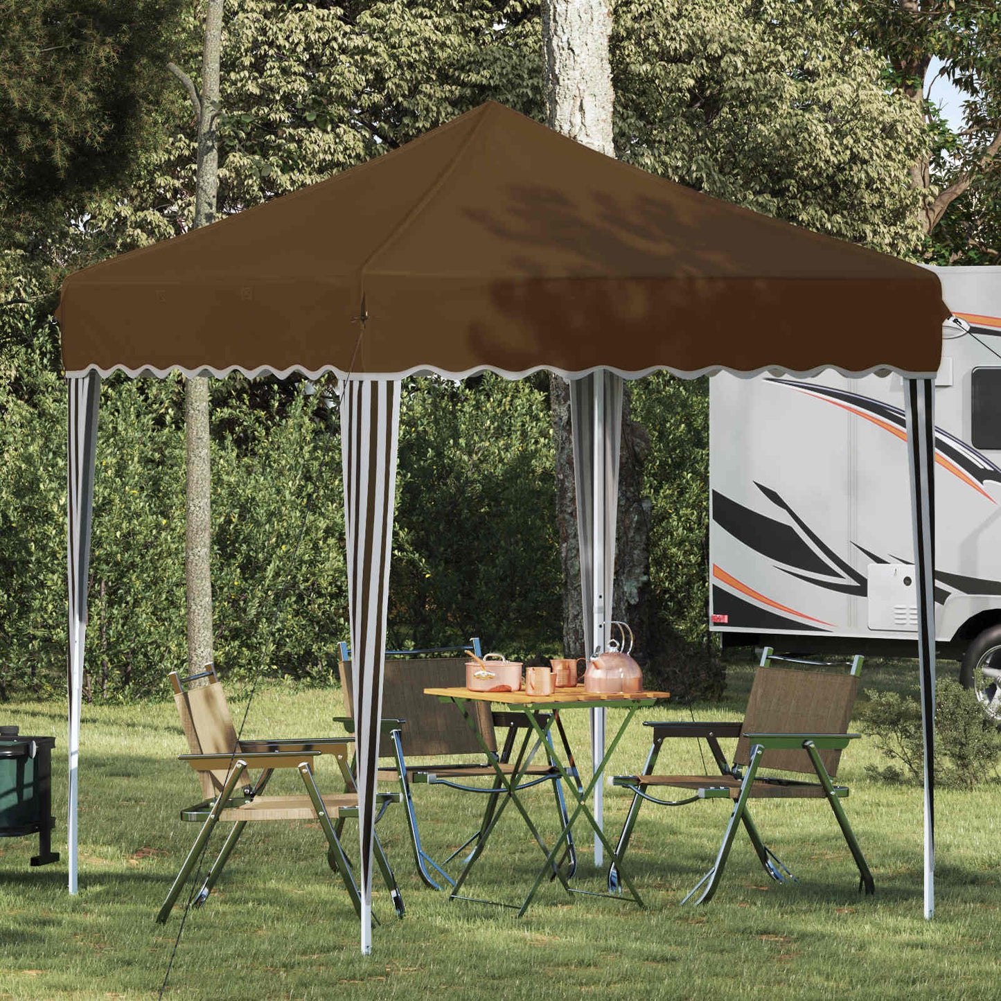 Pop-up Partyzelt 195 x 195 x 245 cm Taupe Oxford-Stoff