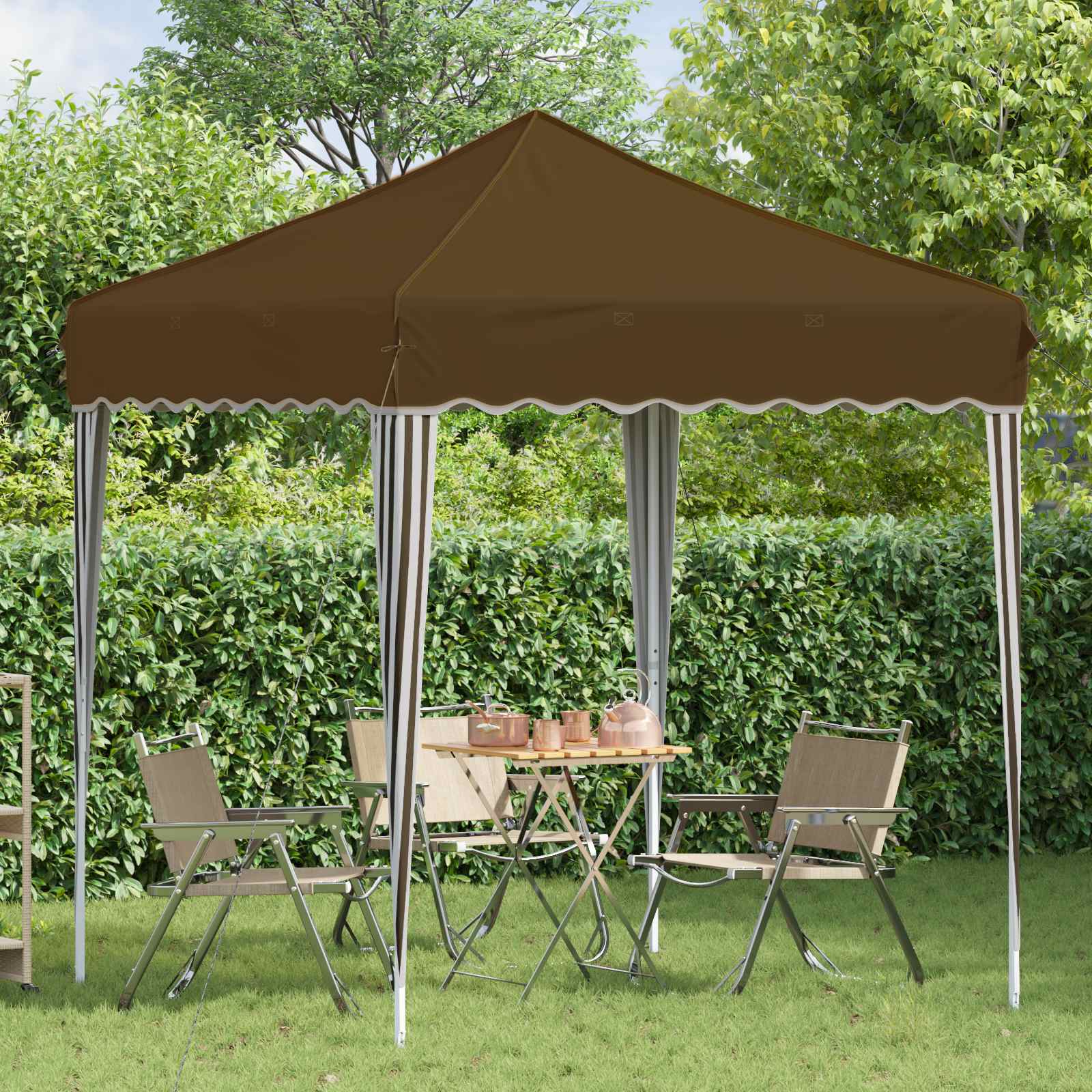 Pop-up Partyzelt 195 x 195 x 245 cm Taupe Oxford-Stoff