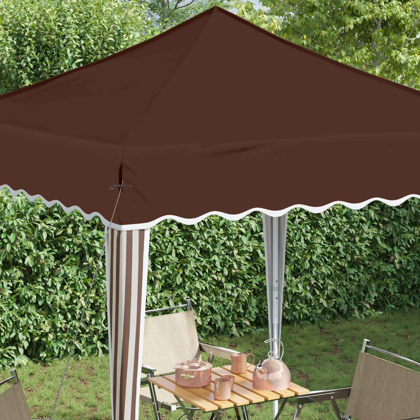 Pop-up Partyzelt 195 x 195 x 245 cm Braun Oxford-Stoff