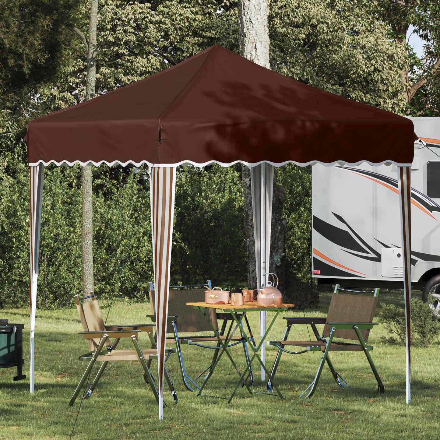 Pop-up Partyzelt 195 x 195 x 245 cm Braun Oxford-Stoff