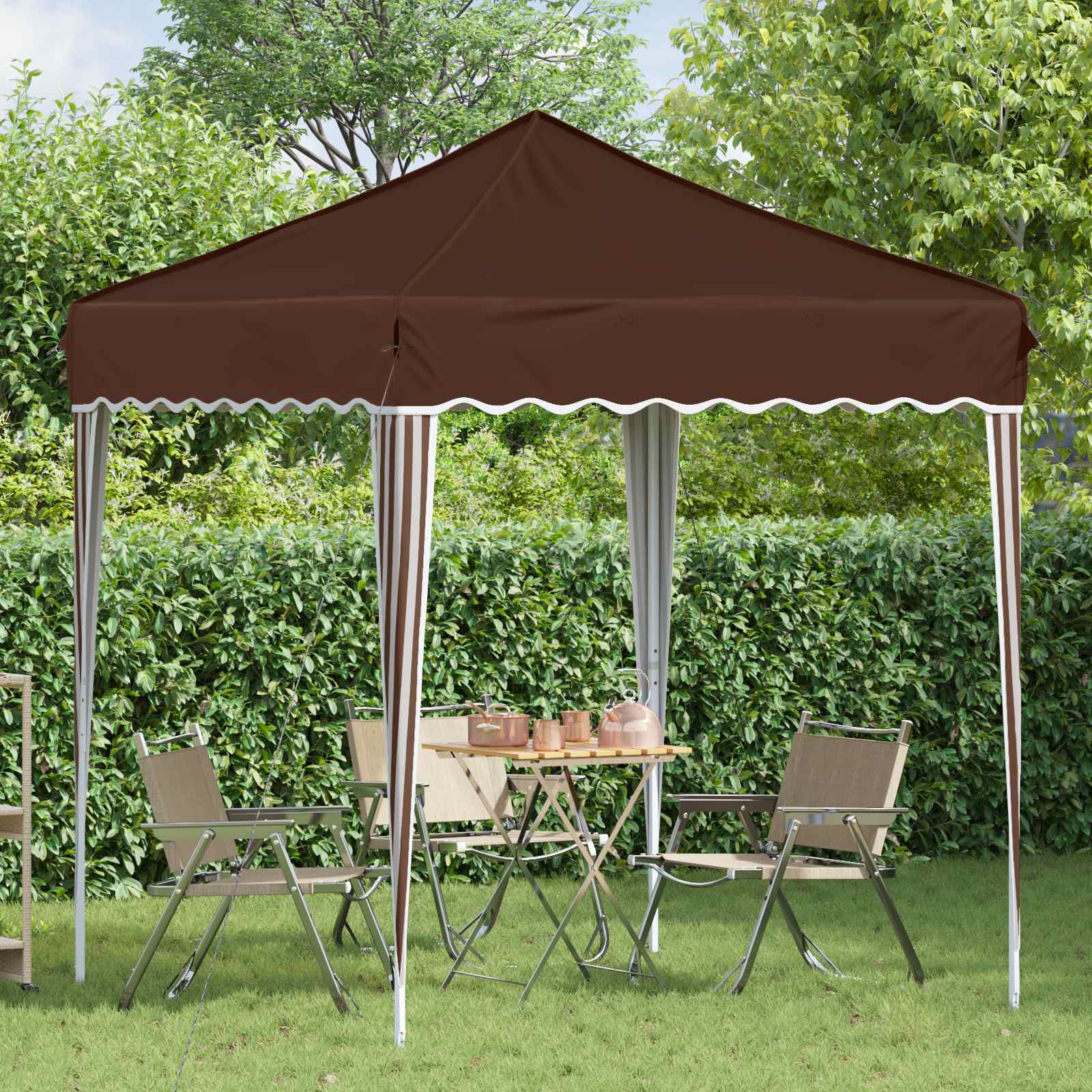 Pop-up Partyzelt 195 x 195 x 245 cm Braun Oxford-Stoff