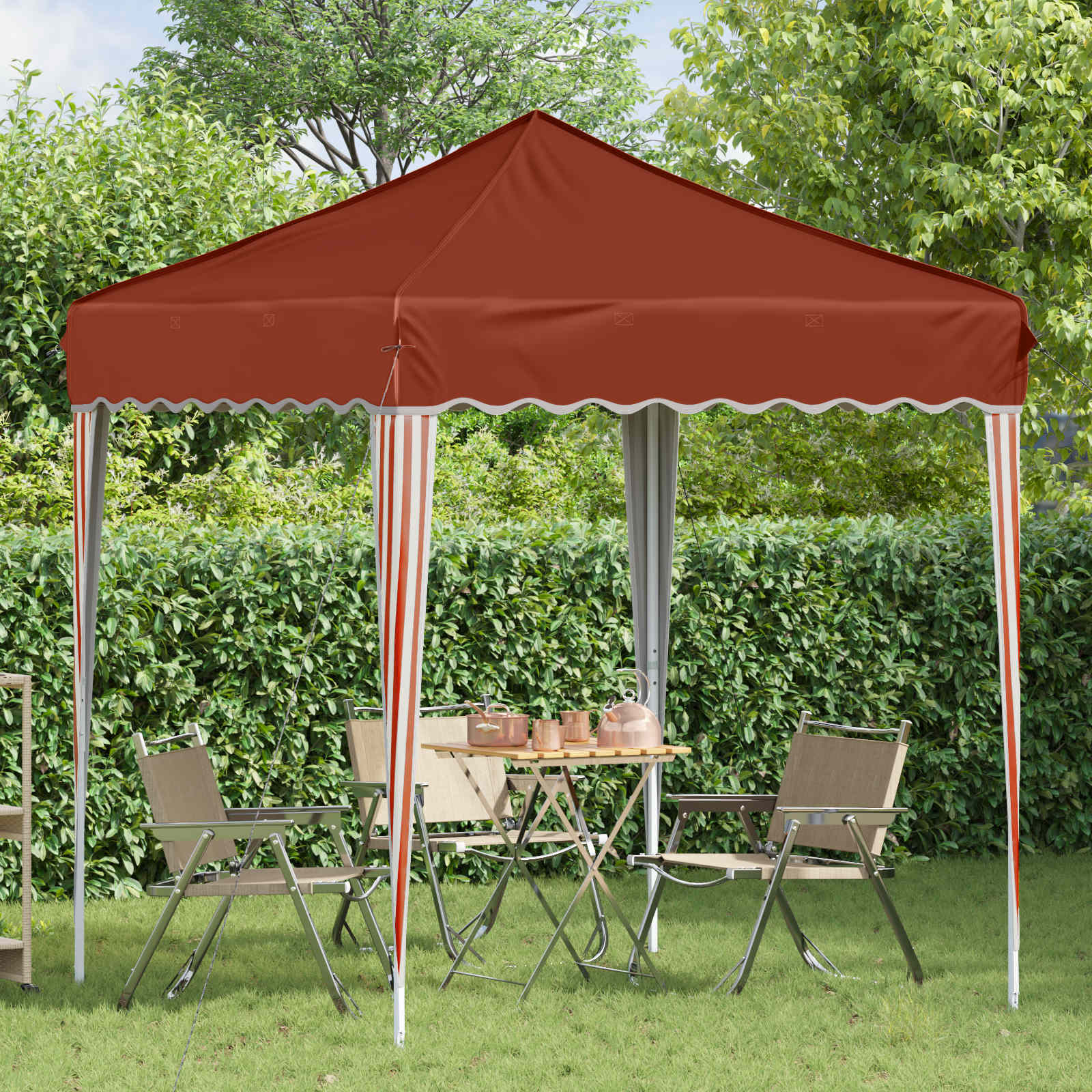 Pop-up Partyzelt 195 x 195 x 245 cm Terrakotta Oxford-Stoff
