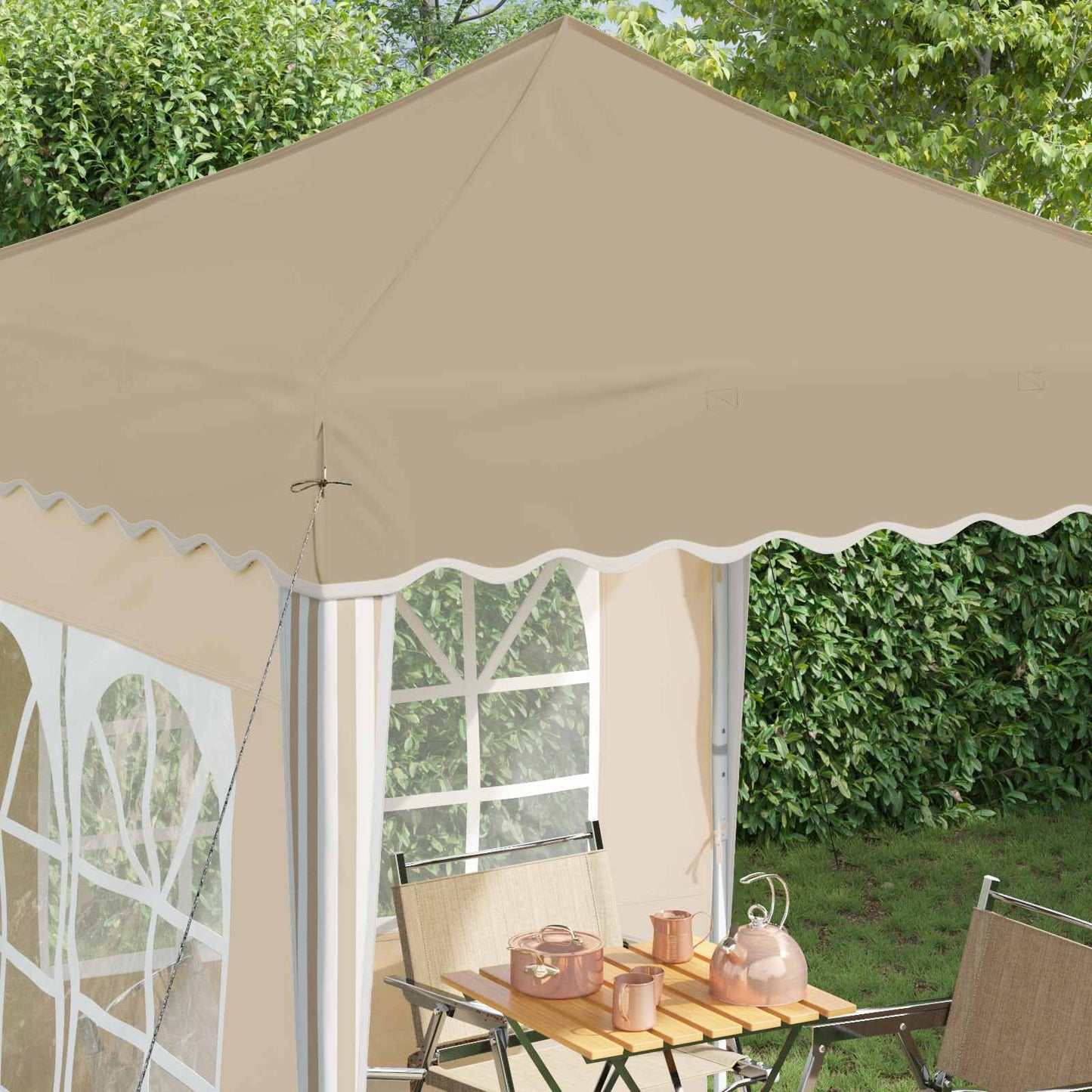Pop-up Partyzelt 195 x 195 x 245 cm Creme Oxford-Stoff