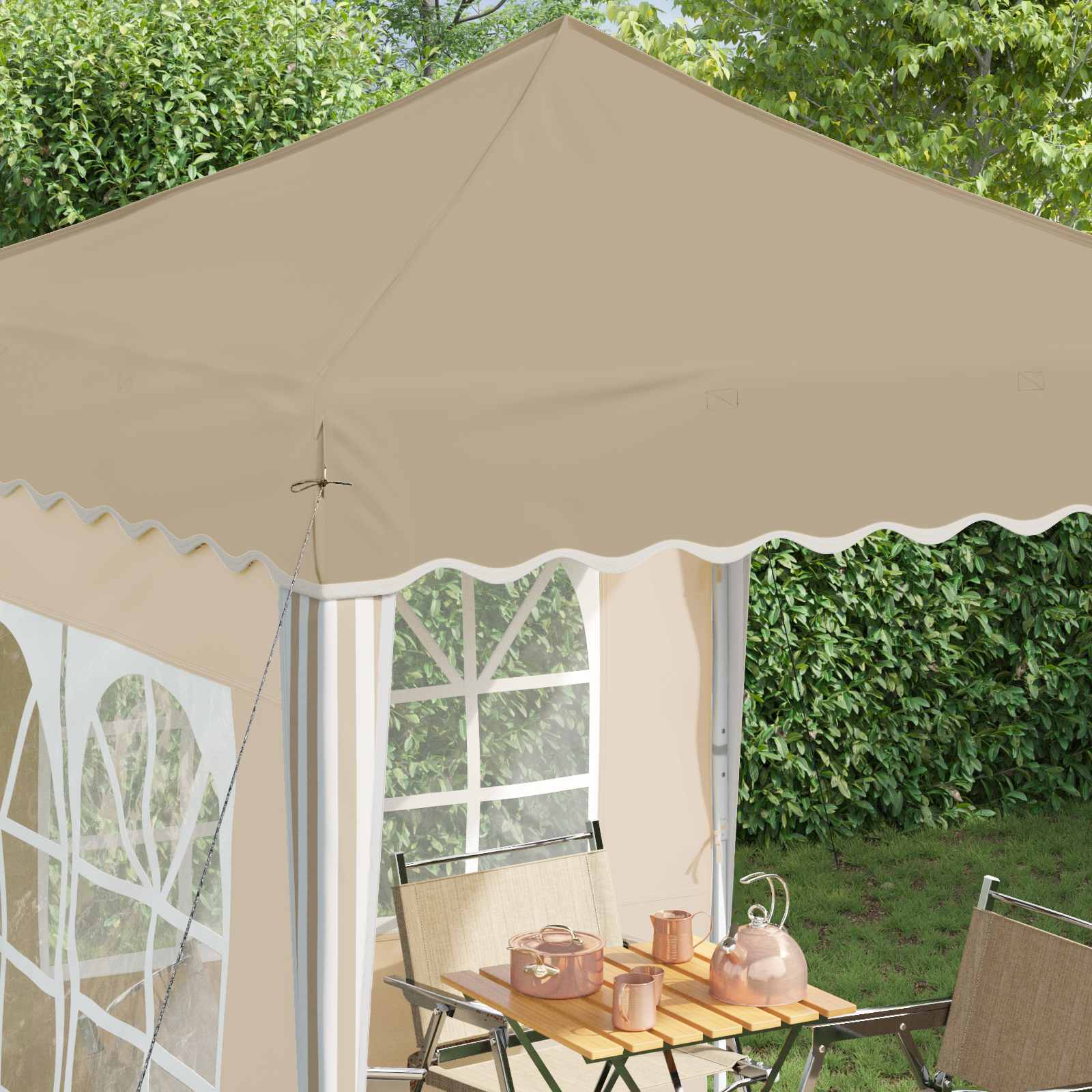 Pop-up Partyzelt 195 x 195 x 245 cm Creme Oxford-Stoff
