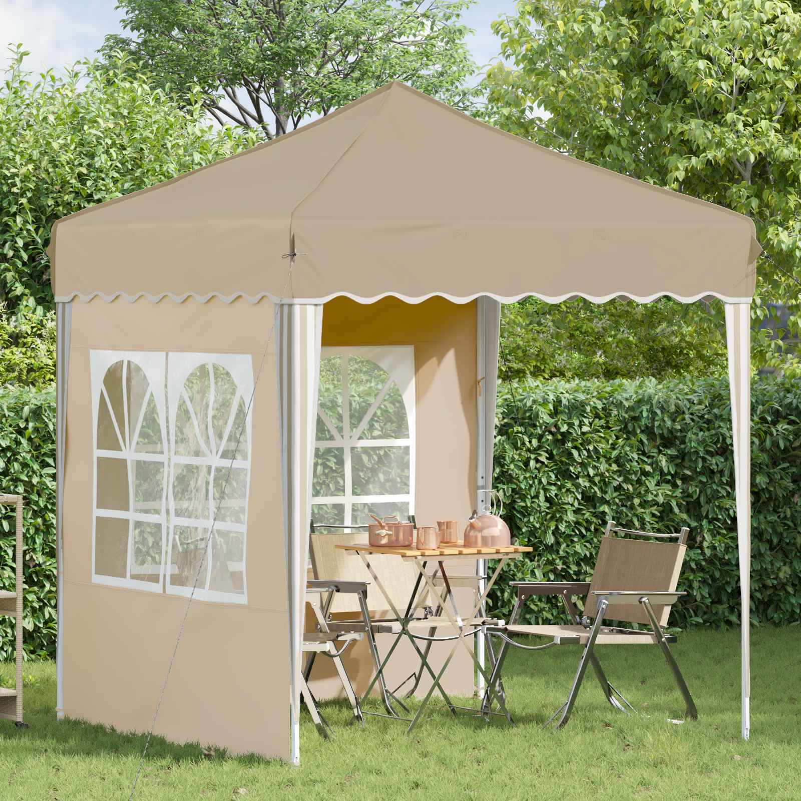 Pop-up Partyzelt 195 x 195 x 245 cm Creme Oxford-Stoff