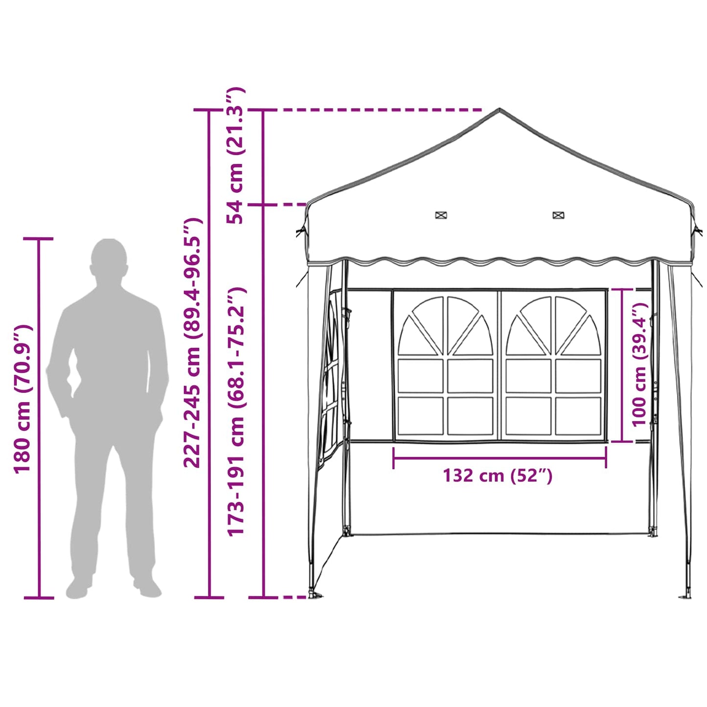 Pop-up Partyzelt 195 x 195 x 245 cm Blau Oxford-Stoff