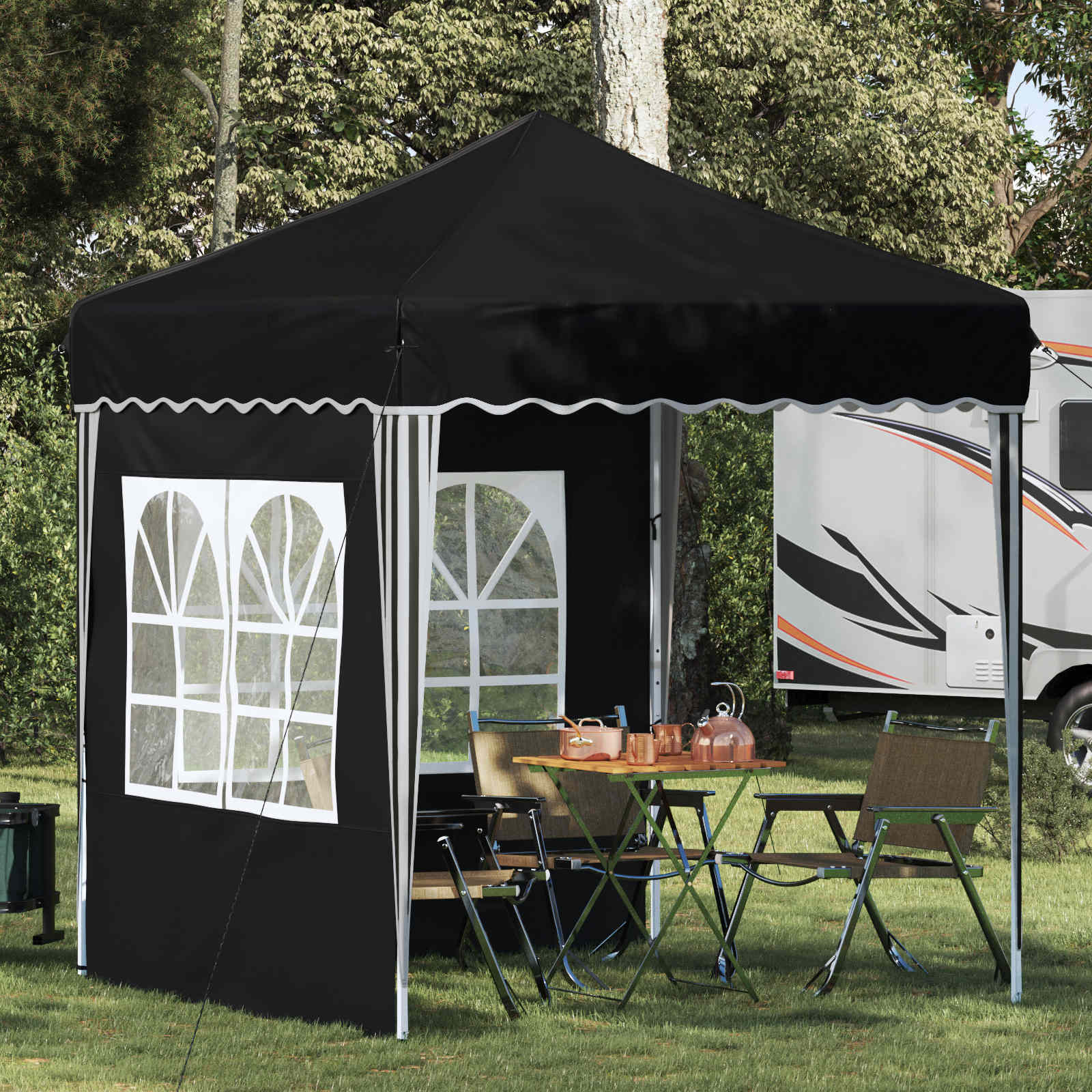 Pop-up Partyzelt 195 x 195 x 245 cm Anthrazit Oxford-Stoff
