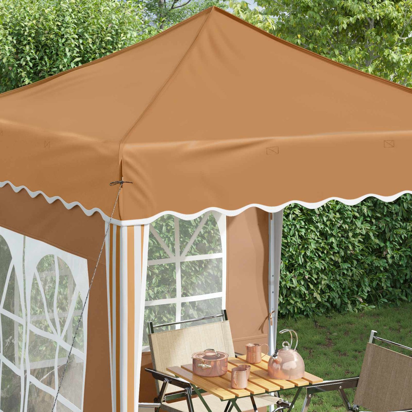 Pop-up Partyzelt 195 x 195 x 245 cm Beige Oxford-Stoff
