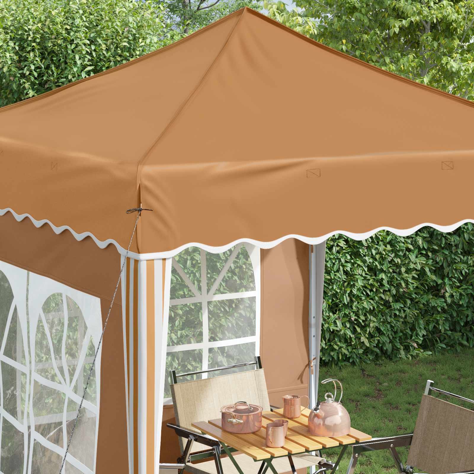 Pop-up Partyzelt 195 x 195 x 245 cm Beige Oxford-Stoff