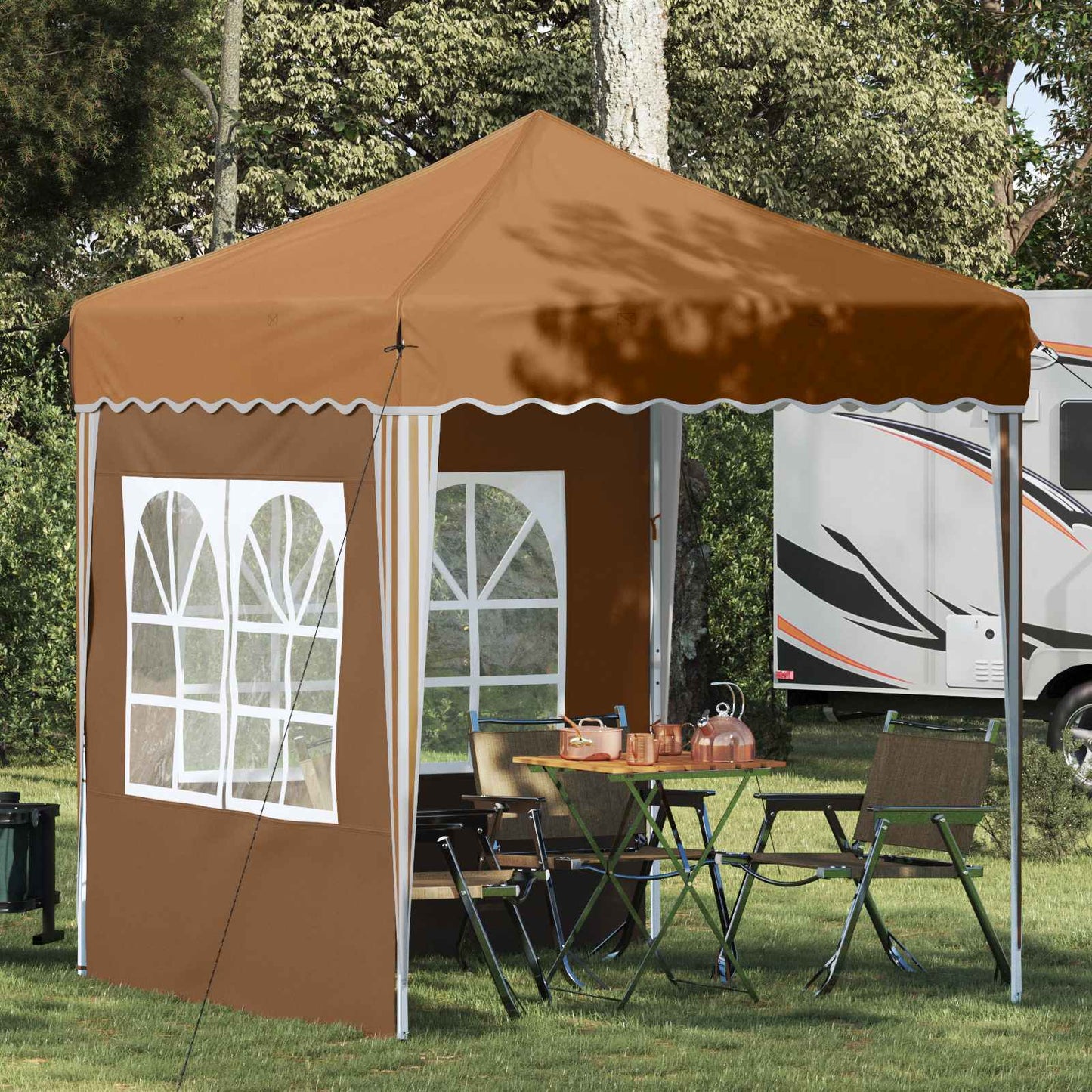 Pop-up Partyzelt 195 x 195 x 245 cm Beige Oxford-Stoff