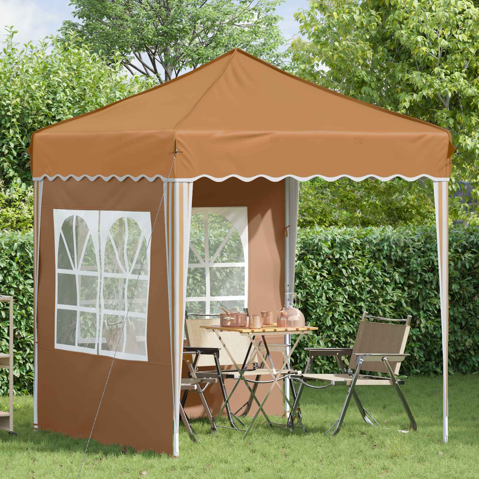 Pop-up Partyzelt 195 x 195 x 245 cm Beige Oxford-Stoff