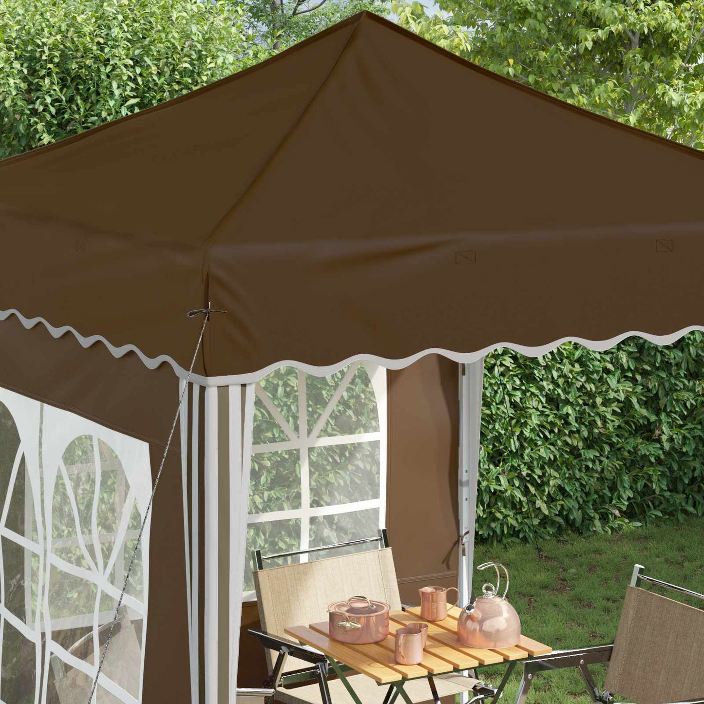 Pop-up Partyzelt 195 x 195 x 245 cm Taupe Oxford-Stoff
