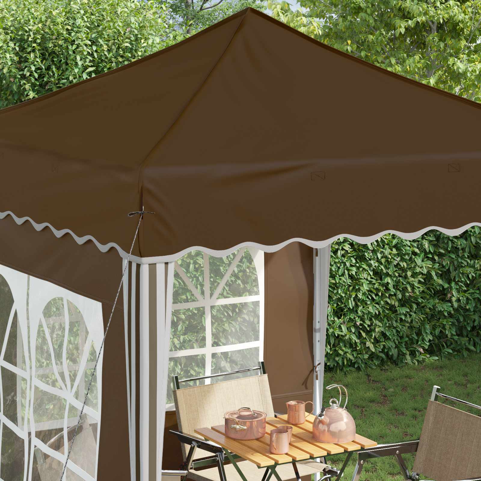 Pop-up Partyzelt 195 x 195 x 245 cm Taupe Oxford-Stoff