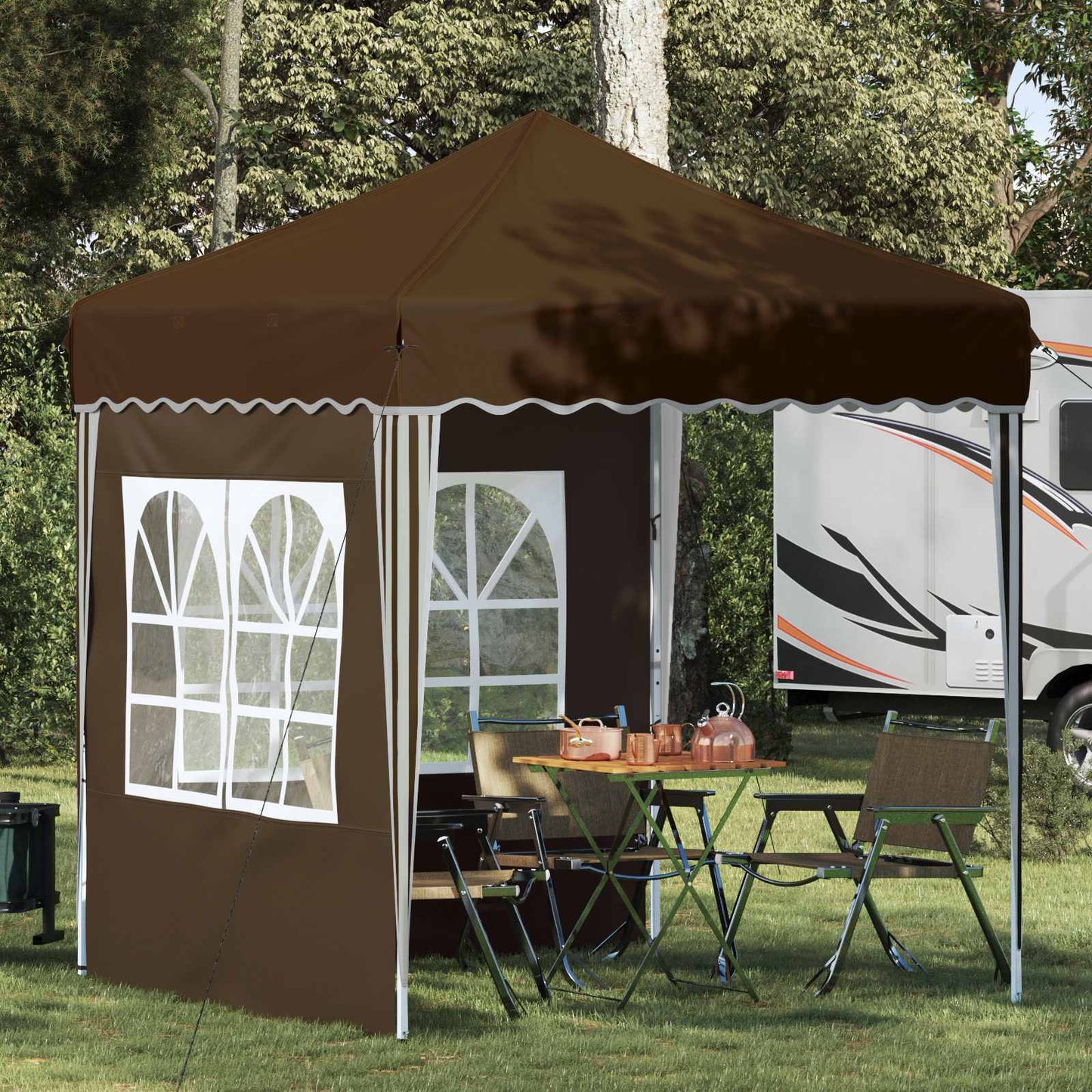 Pop-up Partyzelt 195 x 195 x 245 cm Taupe Oxford-Stoff