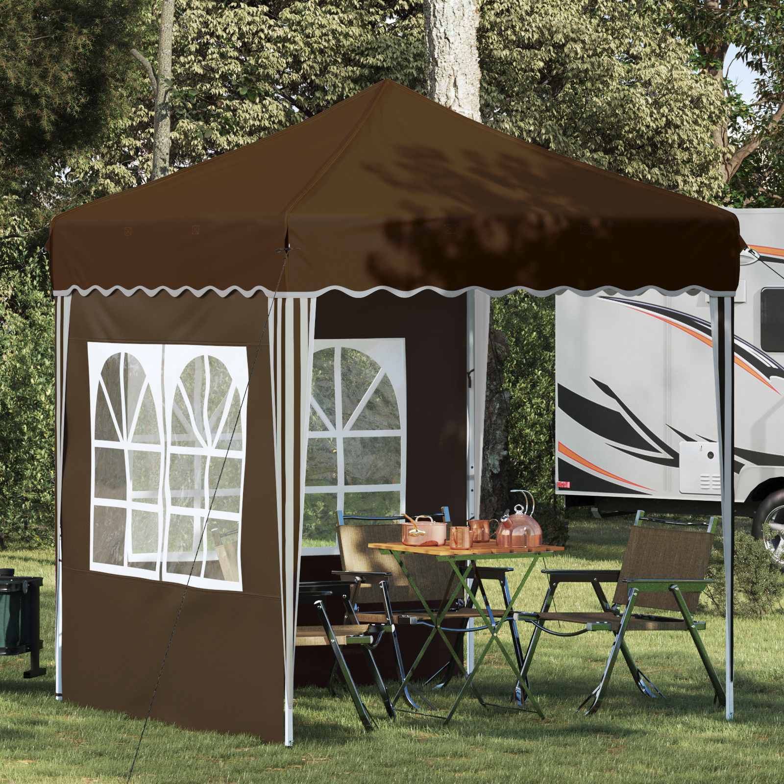 Pop-up Partyzelt 195 x 195 x 245 cm Taupe Oxford-Stoff