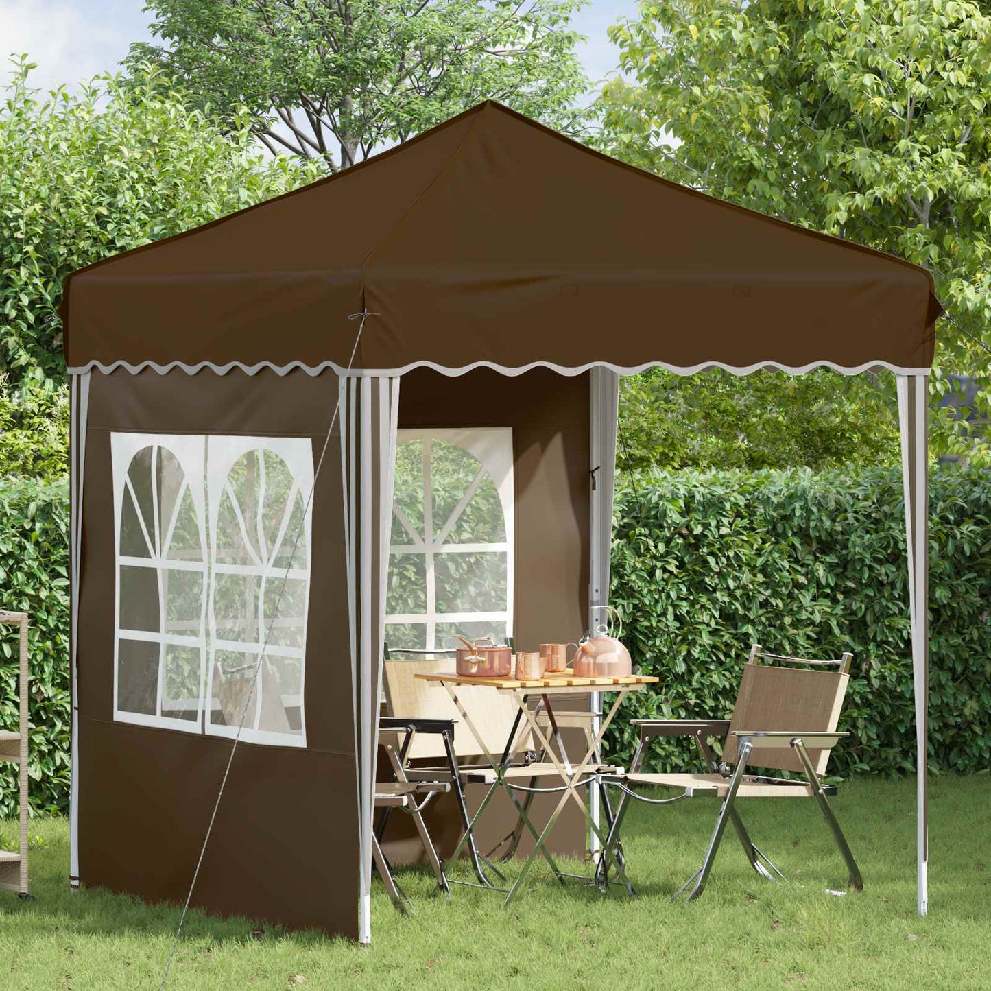 Pop-up Partyzelt 195 x 195 x 245 cm Taupe Oxford-Stoff
