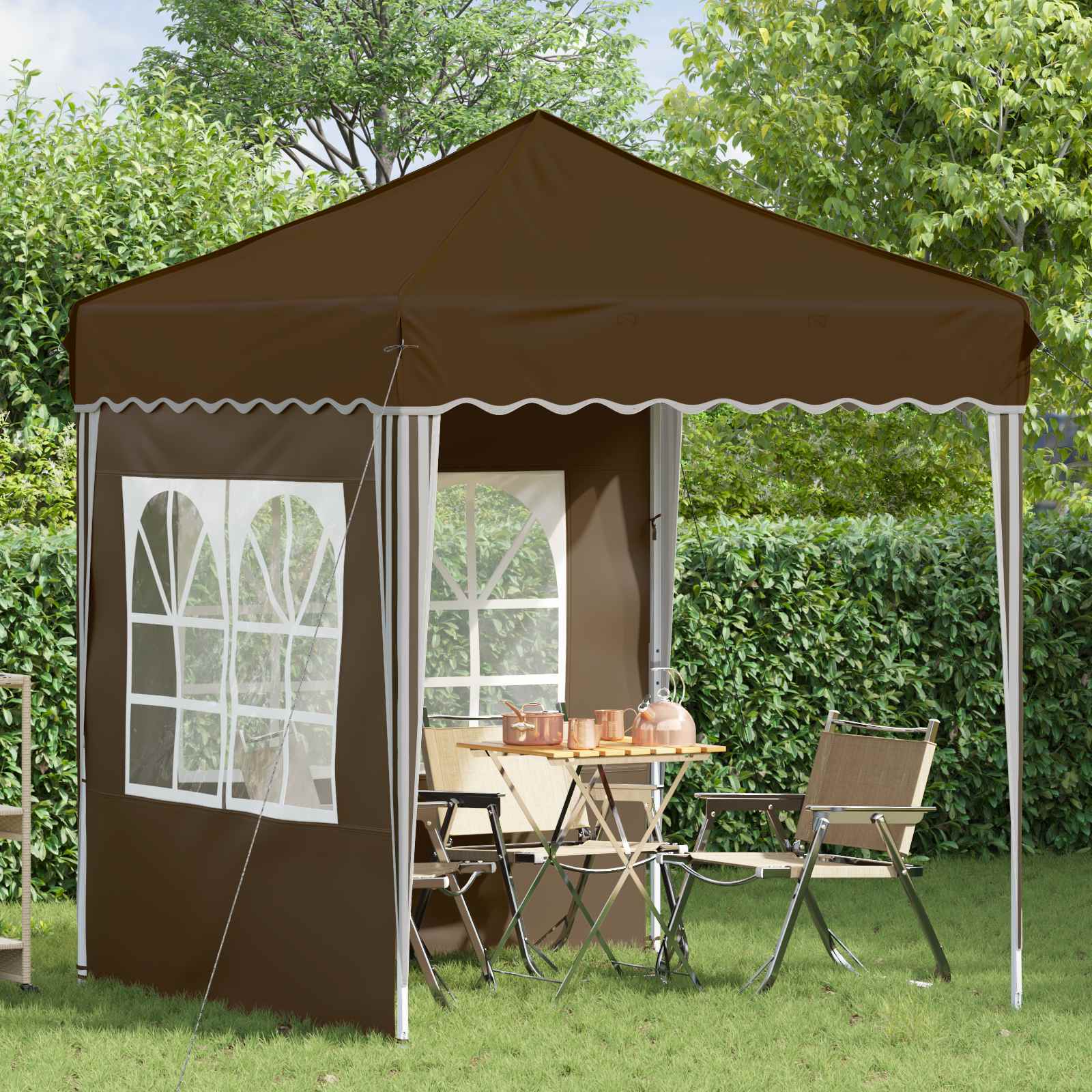 Pop-up Partyzelt 195 x 195 x 245 cm Taupe Oxford-Stoff