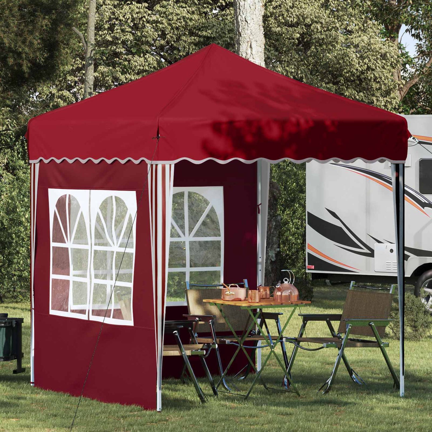 Pop-up Partyzelt 195 x 195 x 245 cm Bordeauxrot Oxford-Stoff