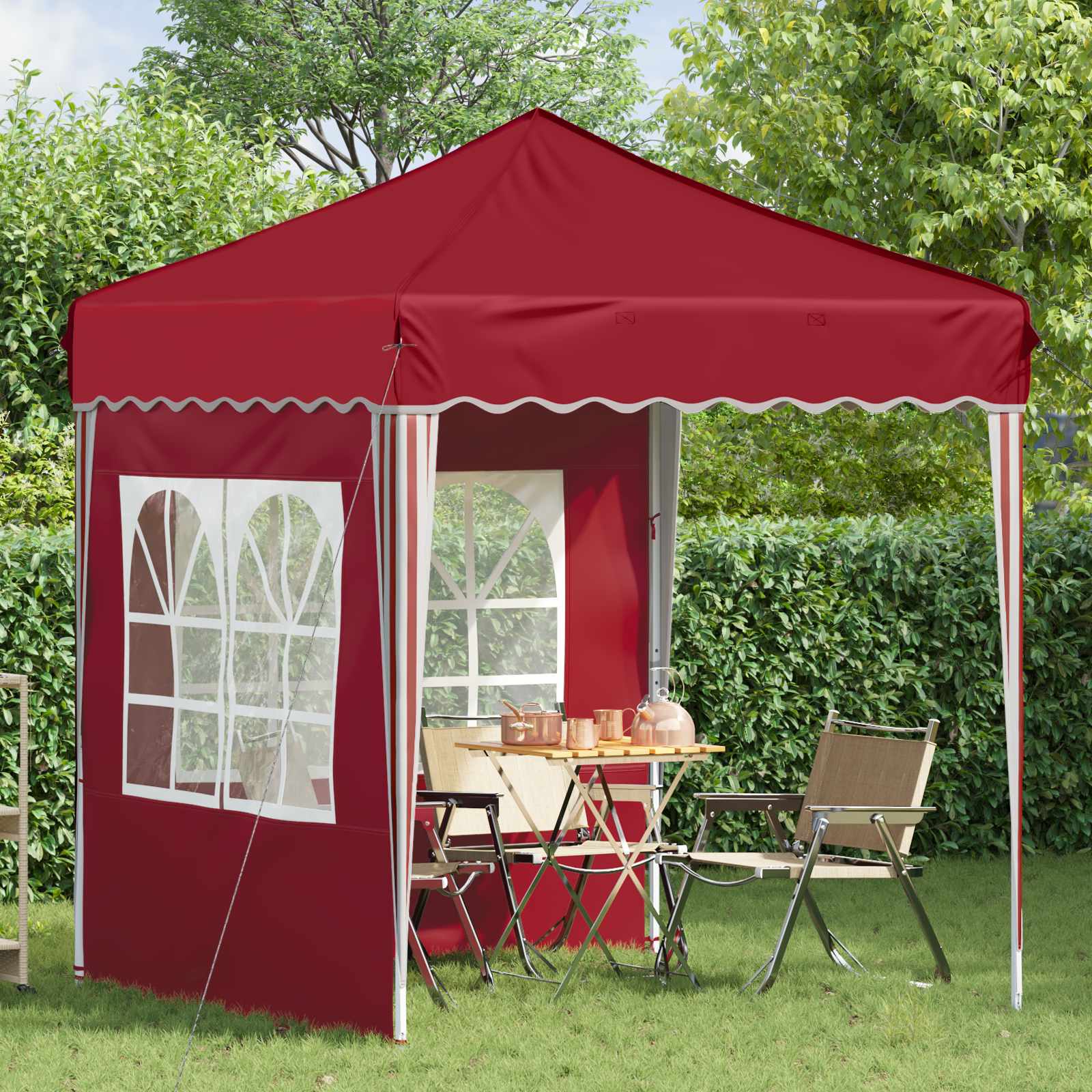 Pop-up Partyzelt 195 x 195 x 245 cm Bordeauxrot Oxford-Stoff