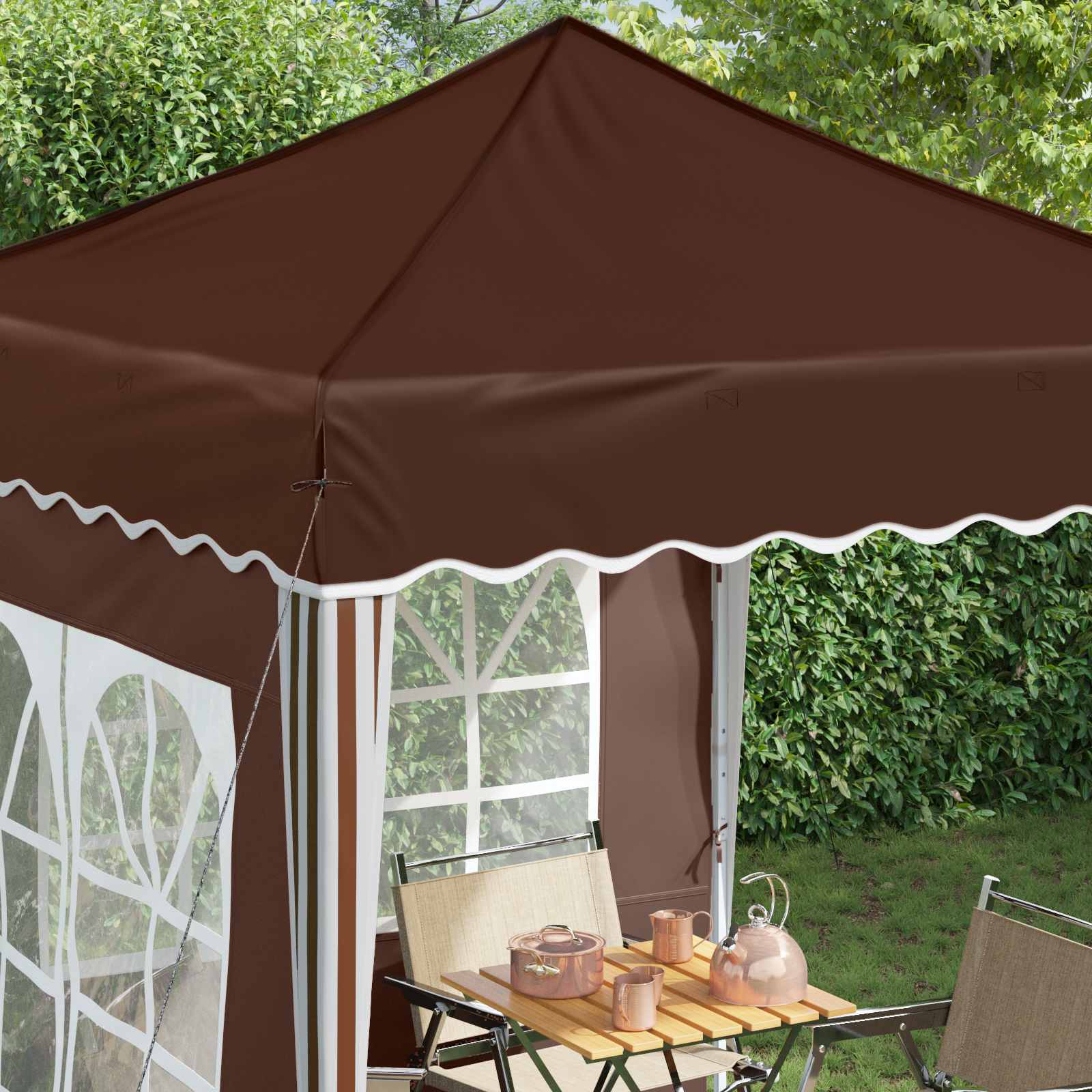 Pop-up Partyzelt 195 x 195 x 245 cm Braun Oxford-Stoff