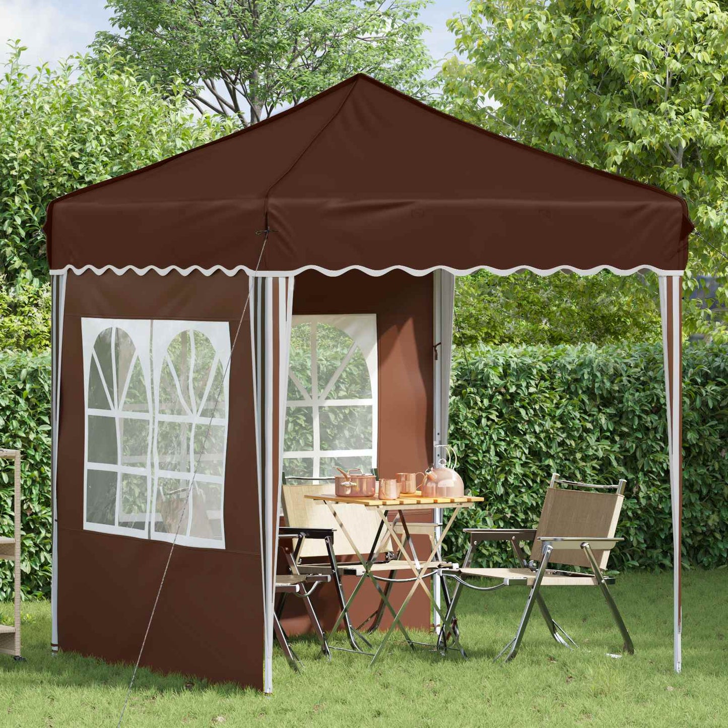 Pop-up Partyzelt 195 x 195 x 245 cm Braun Oxford-Stoff