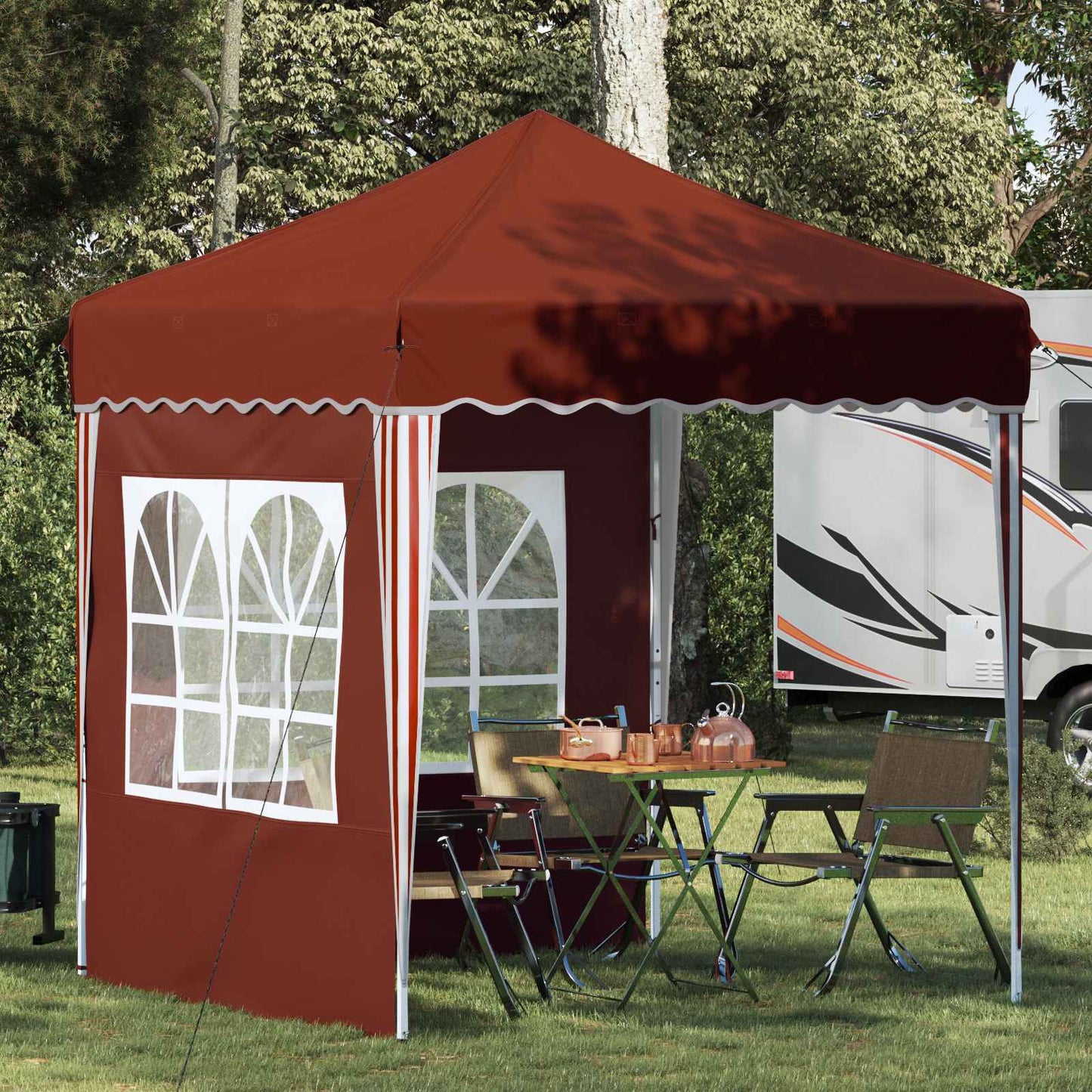 Pop-up Partyzelt 195 x 195 x 245 cm Terrakotta Oxford-Stoff