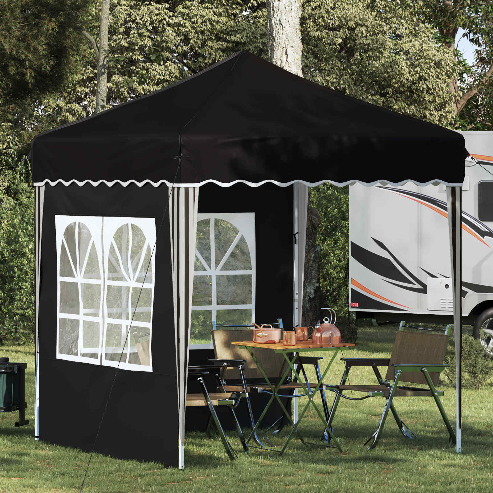 Pop-up Partyzelt 195 x 195 x 245 cm Schwarz Oxford-Stoff