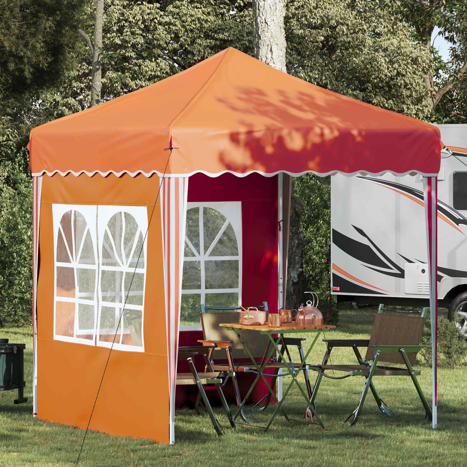 Pop-up Partyzelt 195 x 195 x 245 cm Orange Oxford-Stoff