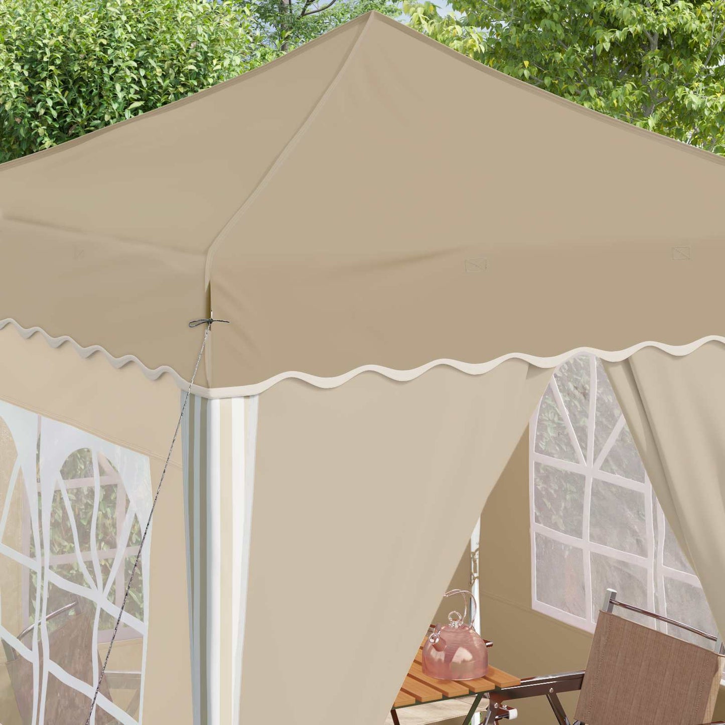 Pop-up Partyzelt 195 x 195 x 245 cm Creme Oxford-Stoff