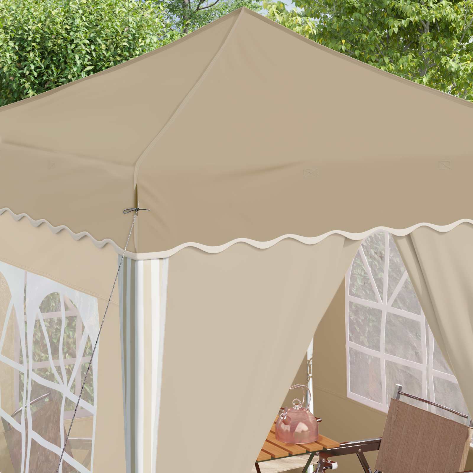 Pop-up Partyzelt 195 x 195 x 245 cm Creme Oxford-Stoff