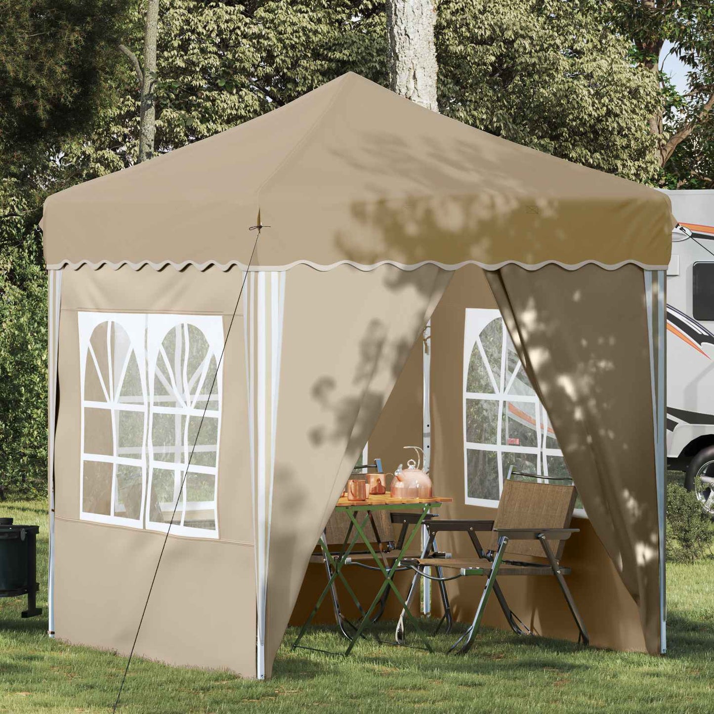Pop-up Partyzelt 195 x 195 x 245 cm Creme Oxford-Stoff