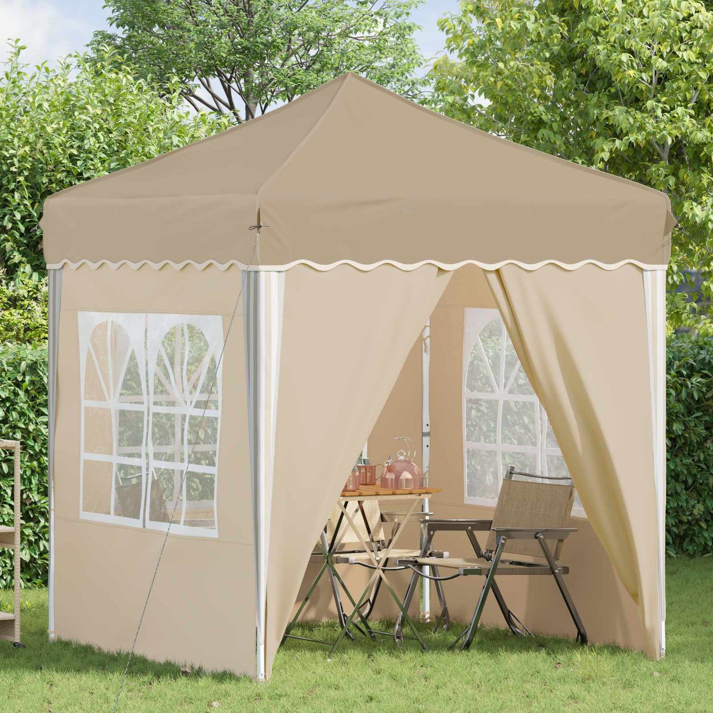 Pop-up Partyzelt 195 x 195 x 245 cm Creme Oxford-Stoff