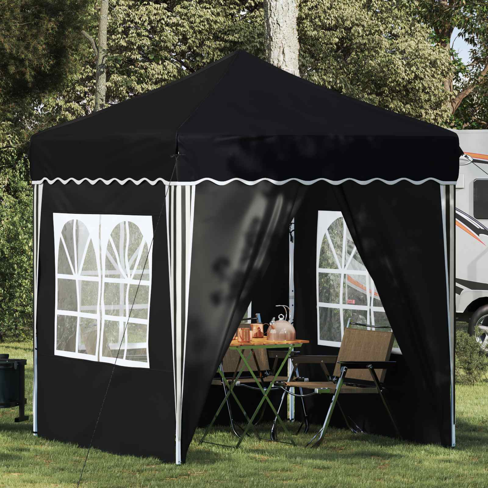 Pop-up Partyzelt 195 x 195 x 245 cm Anthrazit Oxford-Stoff